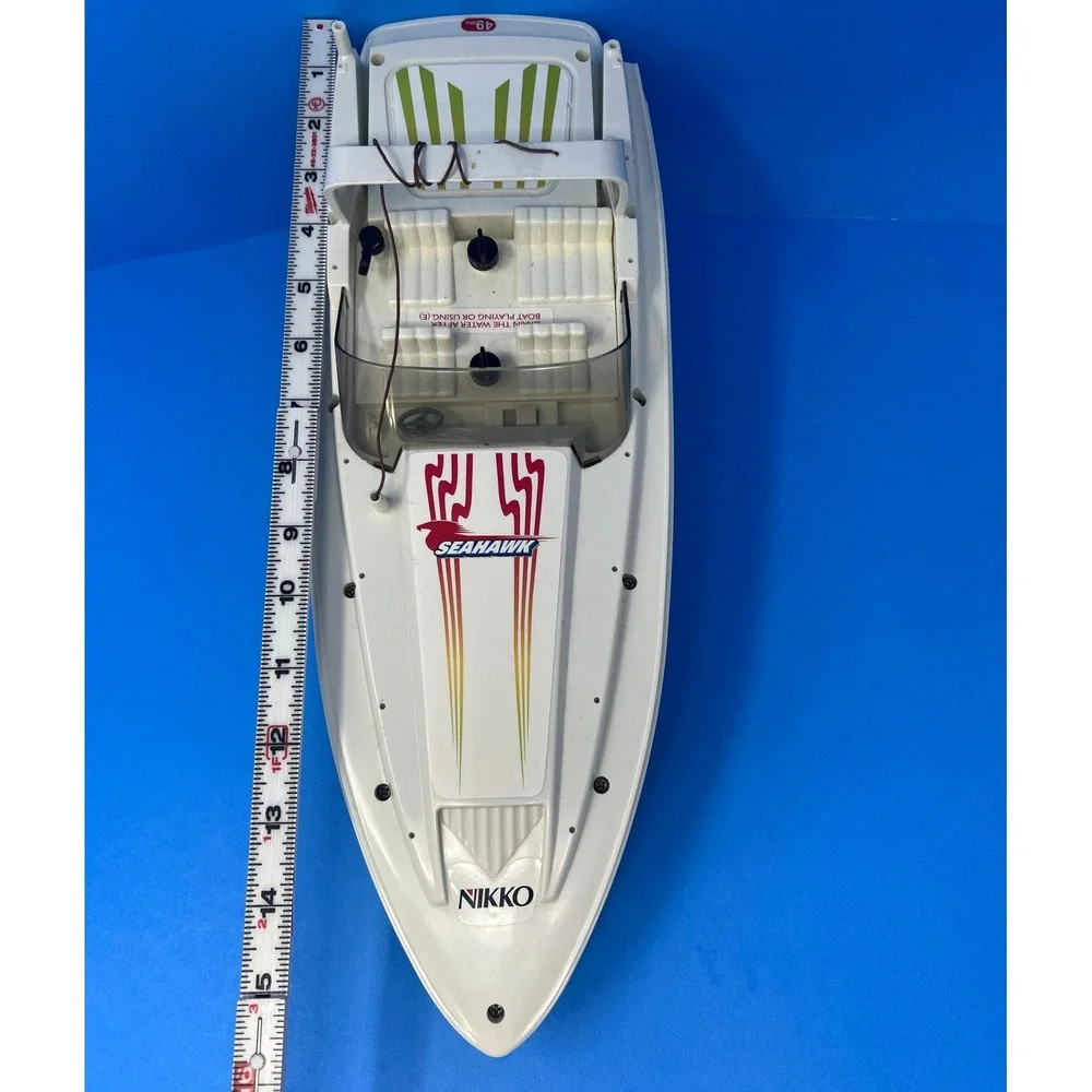 Nikko Sea Hawk RC Speedboat‎ White Blue Vintage 19010H Radio Control Toy